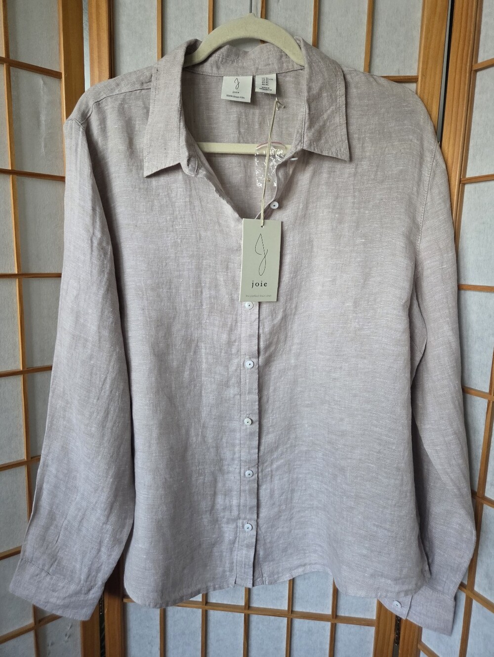 NWT WOMENS JOIE BEIGE 100% LINEN BEAUTIFUL BUTTONS DOWN SHIRT/BLOUSE SIZE XL